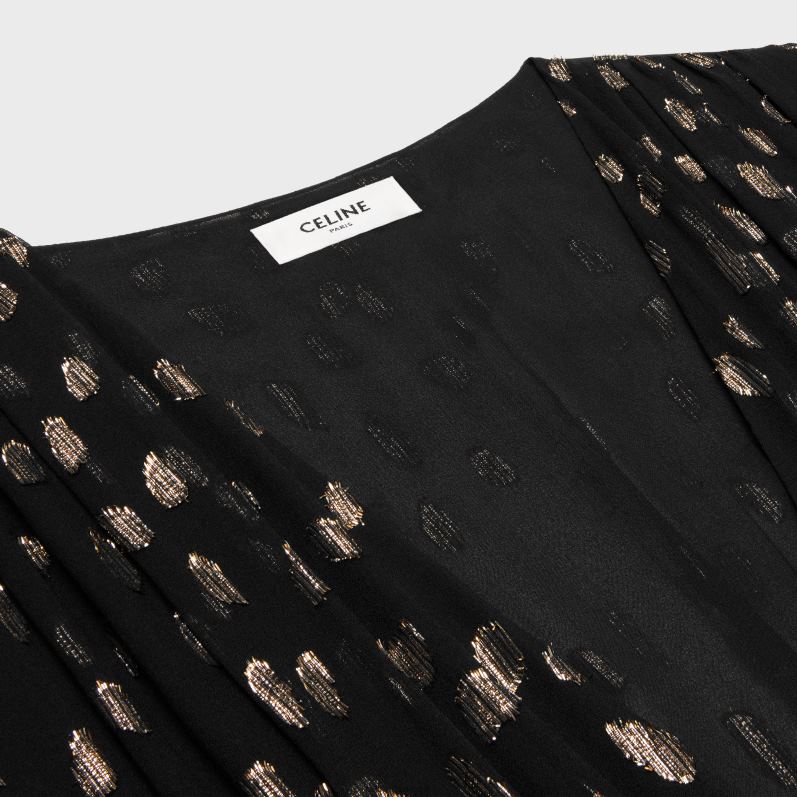 CELINE Kvinder lang kjole i fil coupe silke georgette F44FV792 beklædning sort