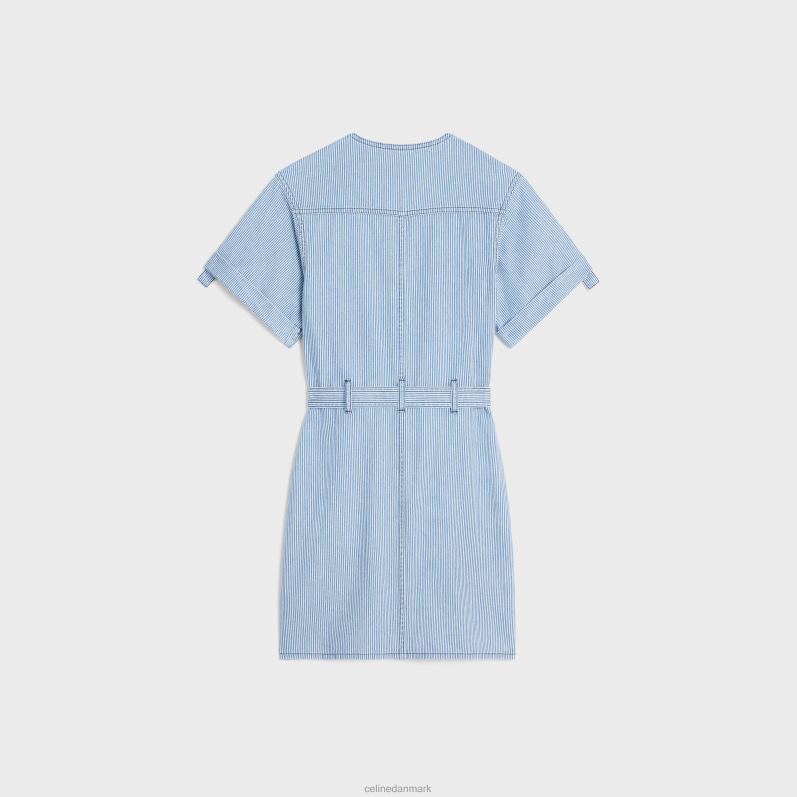 CELINE Kvinder mini militærkjole i bomuldshickory F44FV801 beklædning bølgevask