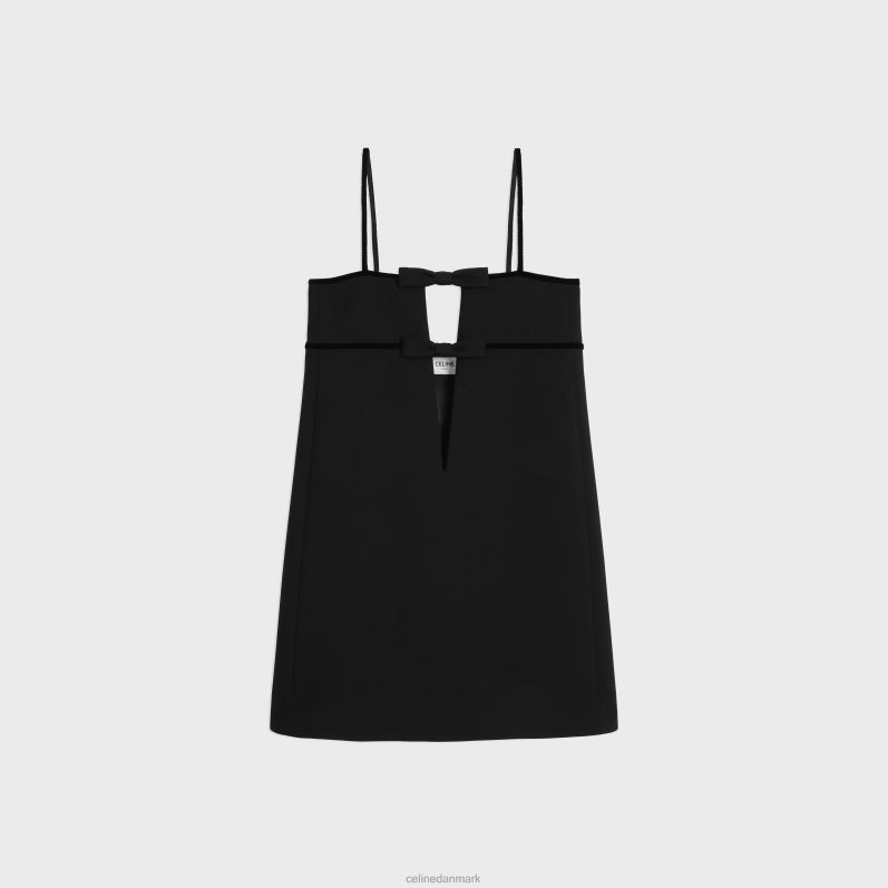 CELINE Kvinder trapez minikjole i dobbelt uld F44FV585 beklædning sort