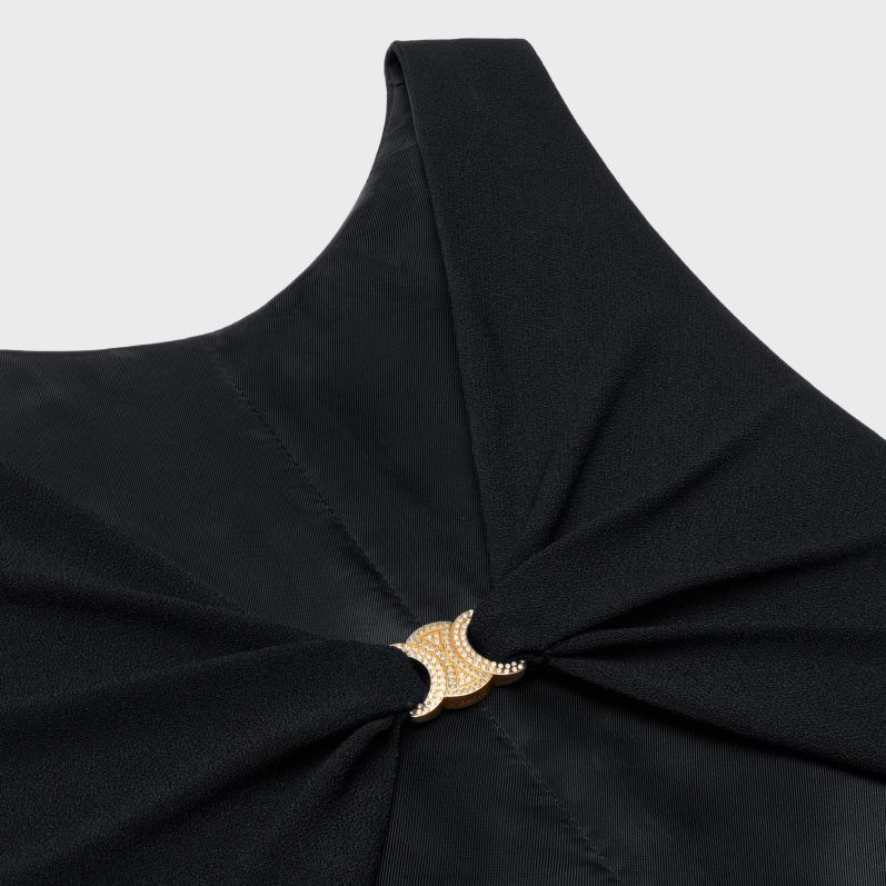 CELINE Kvinder triomfekjole med åben ryg i satin crepe bagpå F44FV804 beklædning sort