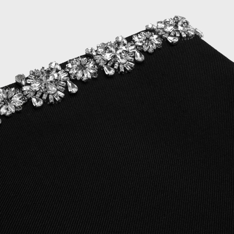 CELINE Kvinder broderet mini-nederdel i diagonal uld F44FV552 beklædning sort