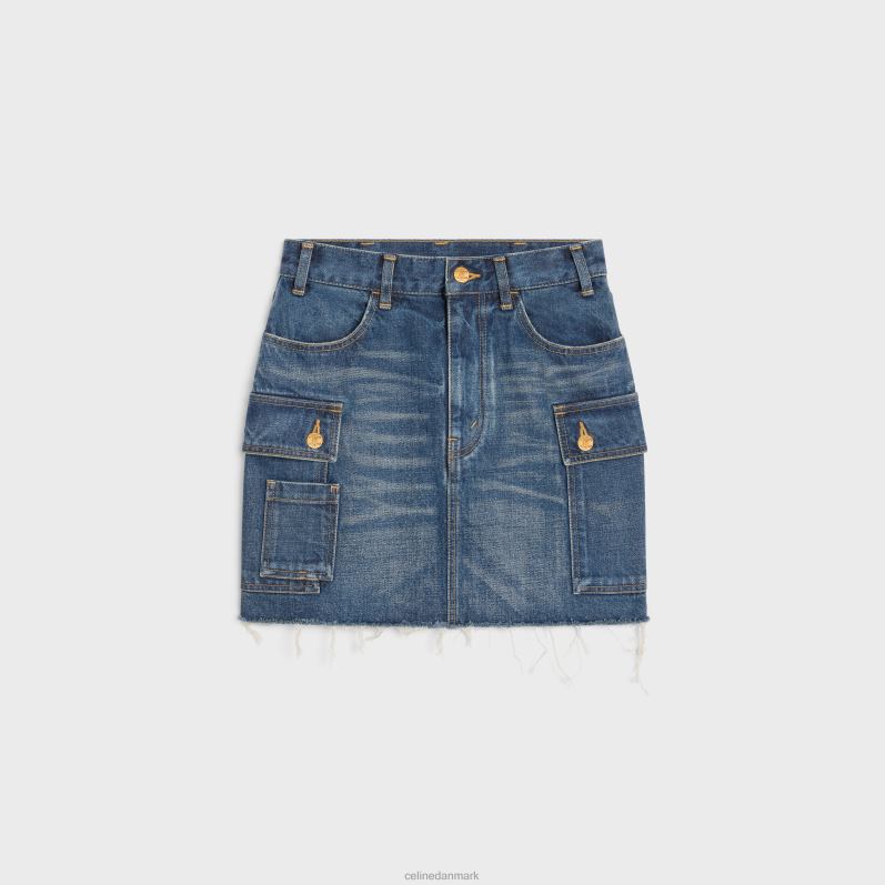 CELINE Kvinder cargo mini-nederdel i denim F44FV823 beklædning mørk union vask