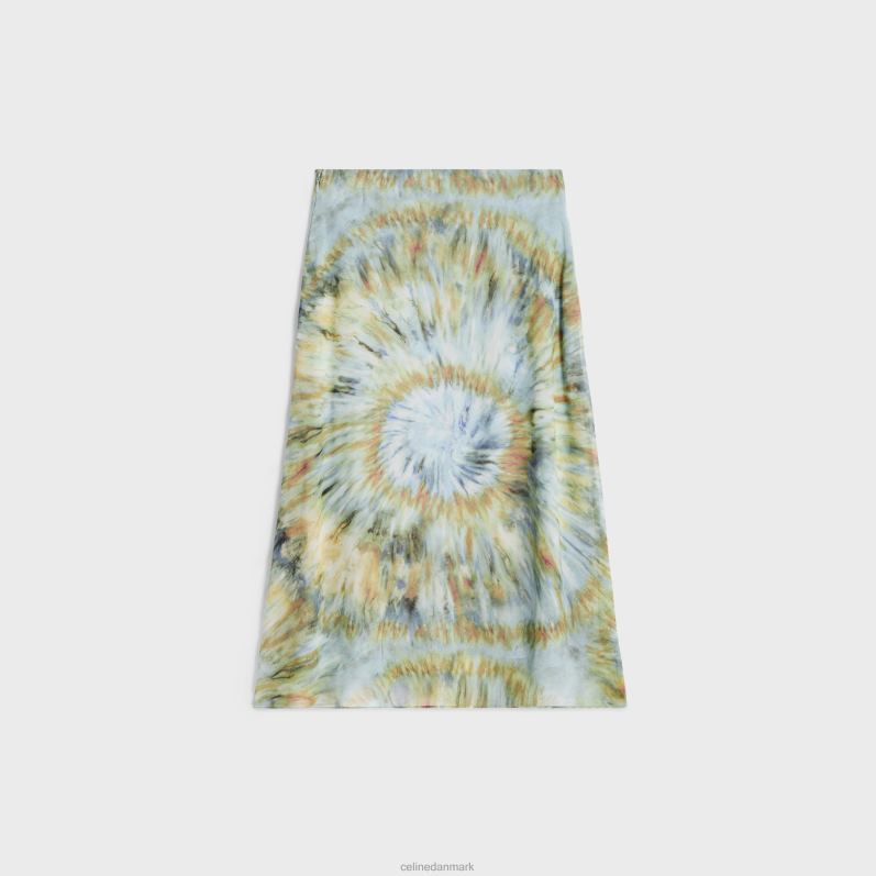 CELINE Kvinder midi nederdel i silke georgette F44FV586 beklædning blå grunge/terracotta/khaki