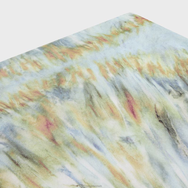 CELINE Kvinder midi nederdel i silke georgette F44FV586 beklædning blå grunge/terracotta/khaki