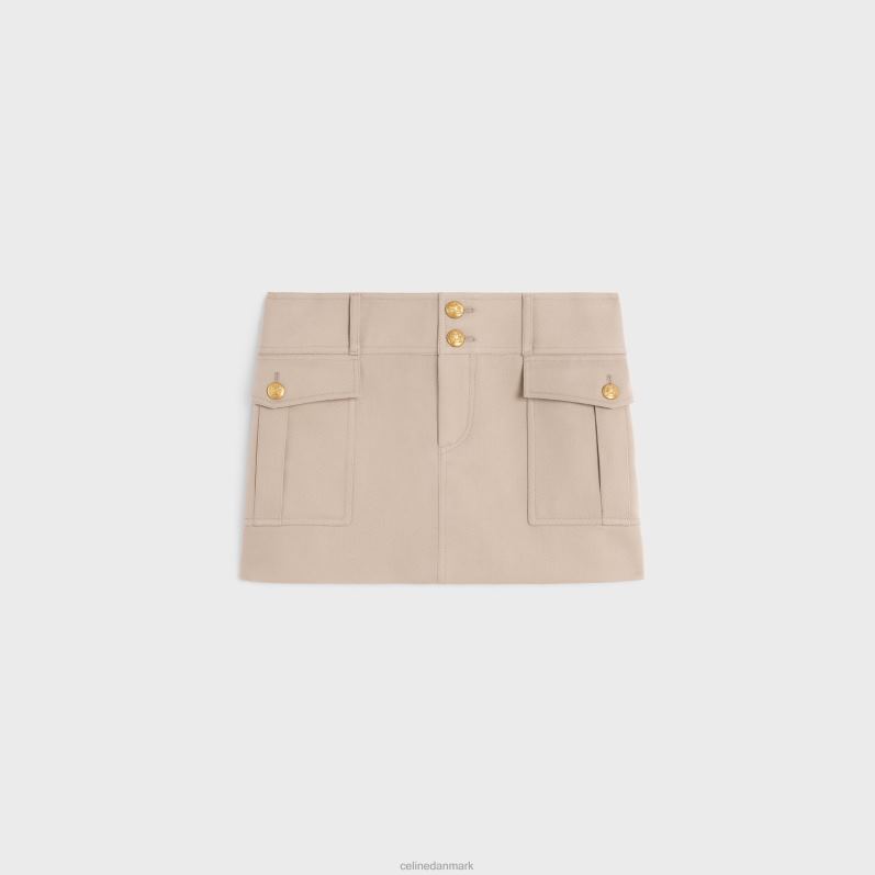 CELINE Kvinder militær trapeznederdel i diagonal uld F44FV816 beklædning britisk beige
