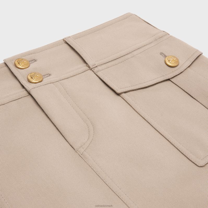 CELINE Kvinder militær trapeznederdel i diagonal uld F44FV816 beklædning britisk beige