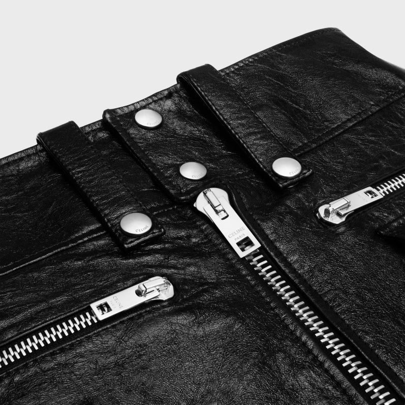 CELINE Kvinder mini-nederdel i blødt lammeskind F44FV556 beklædning sort