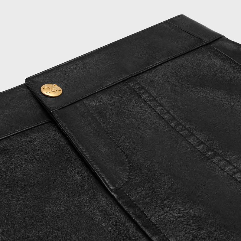 CELINE Kvinder mini-nederdel i blødt lammeskind F44FV661 beklædning sort