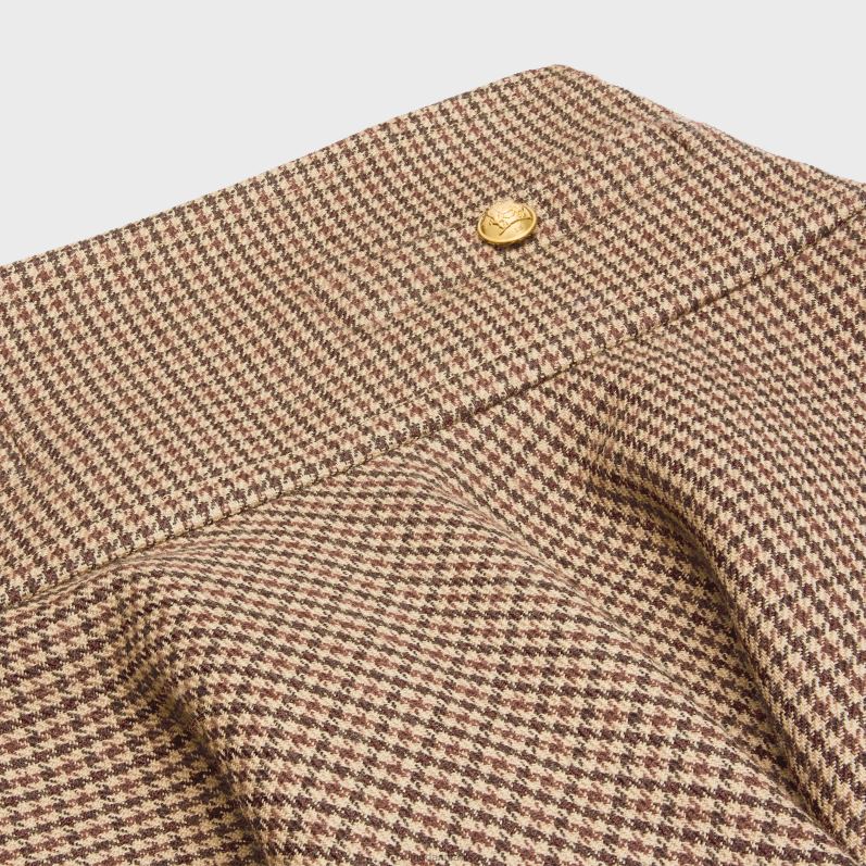 CELINE Kvinder mini nederdel i dobbelt houndstooth uld F44FV814 beklædning bordeaux/beige/sort