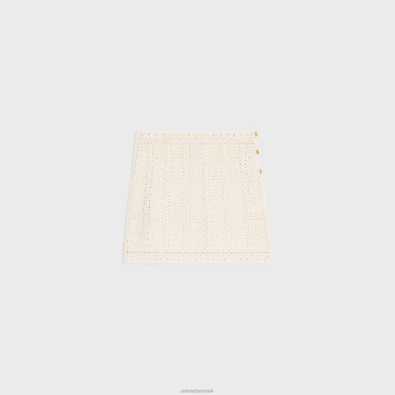 CELINE Kvinder mini nederdel i hæklet bomuld F44FV820 beklædning off white