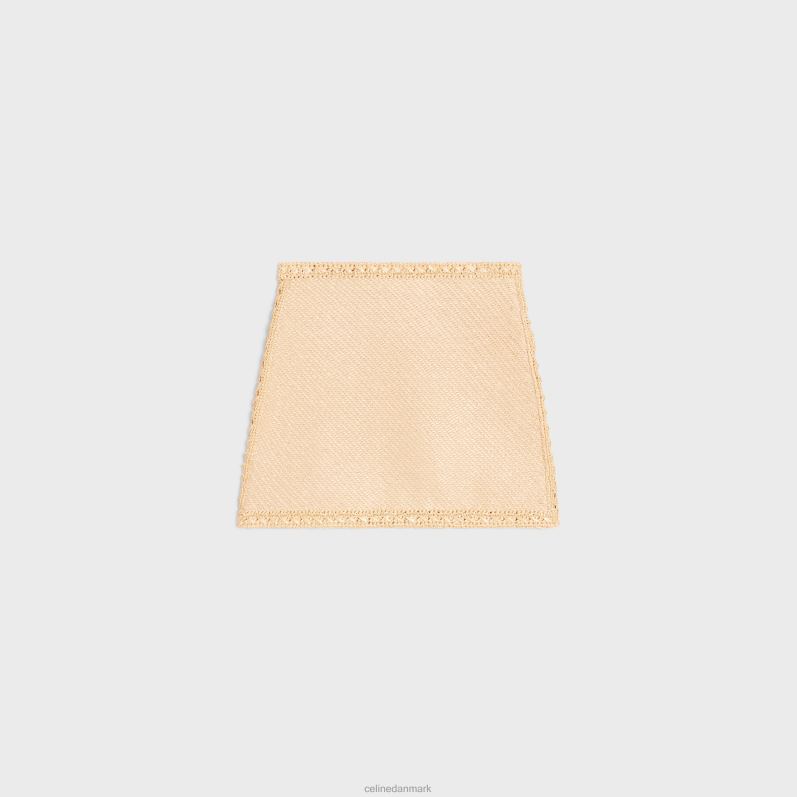 CELINE Kvinder mini nederdel i hæklet raffia F44FV819 beklædning naturlig