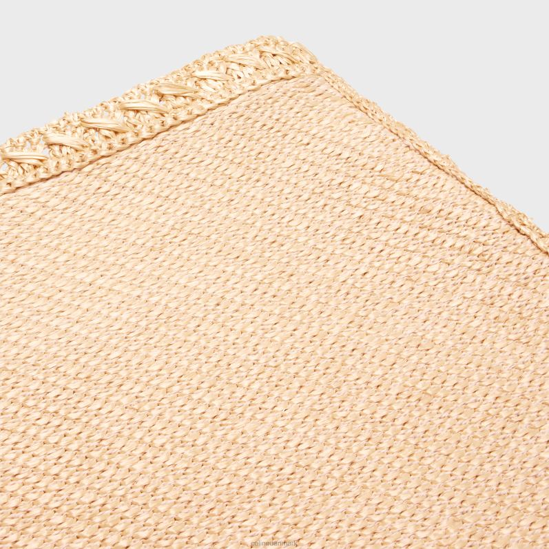 CELINE Kvinder mini nederdel i hæklet raffia F44FV819 beklædning naturlig