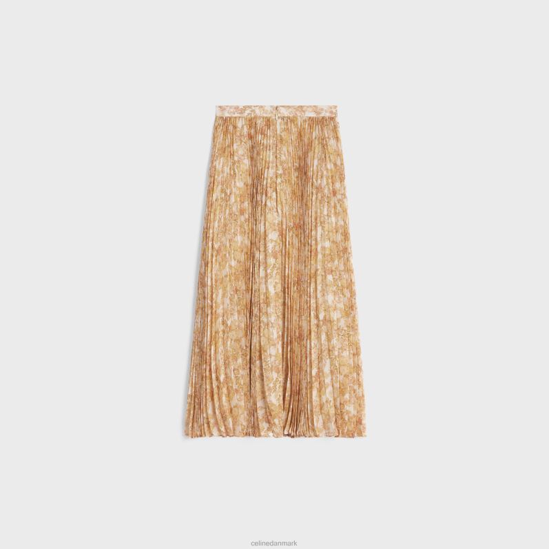 CELINE Kvinder nederdel med sunburst læg i silke georgette F44FV587 beklædning ecru/jaune