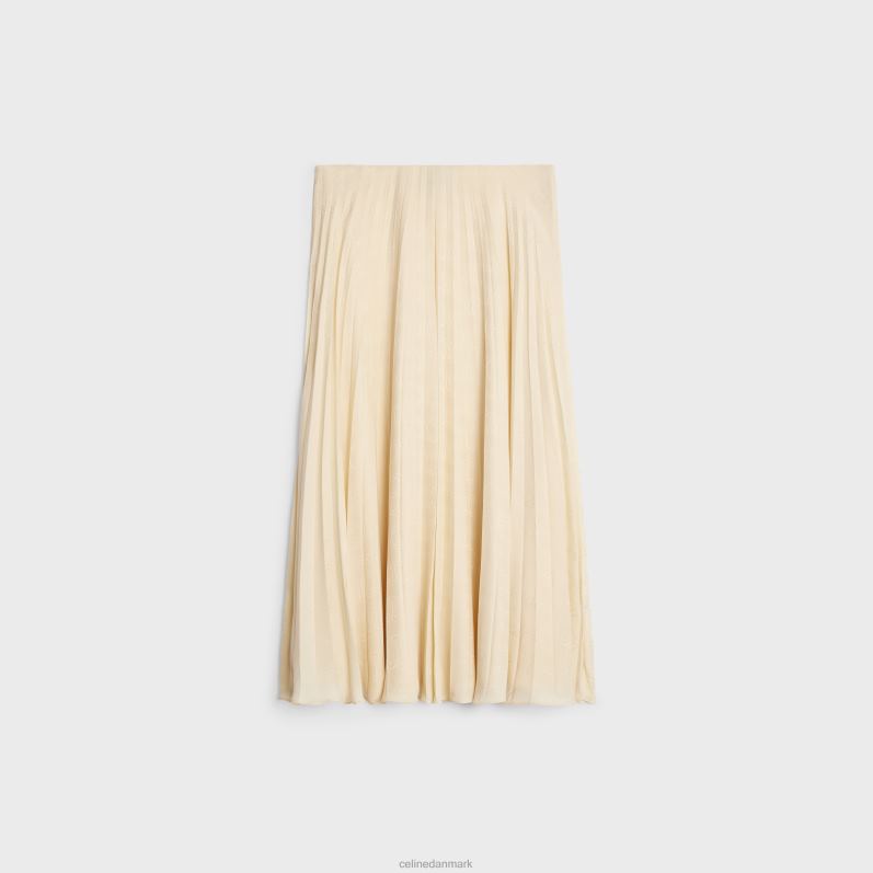 CELINE Kvinder plisseret midi-nederdel i silke-jacquard F44FV812 beklædning metal blank