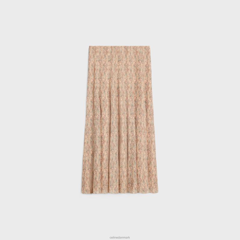 CELINE Kvinder plisseret nederdel i viskose georgette F44FV810 beklædning craie/abricot/bleu