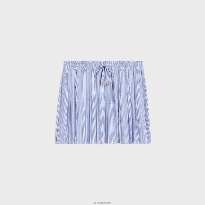 CELINE Kvinder plisseret pyjamasnederdel i stribet bomuld F44FV826 beklædning blanc/marin