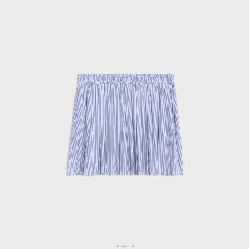 CELINE Kvinder plisseret pyjamasnederdel i stribet bomuld F44FV826 beklædning blanc/marin