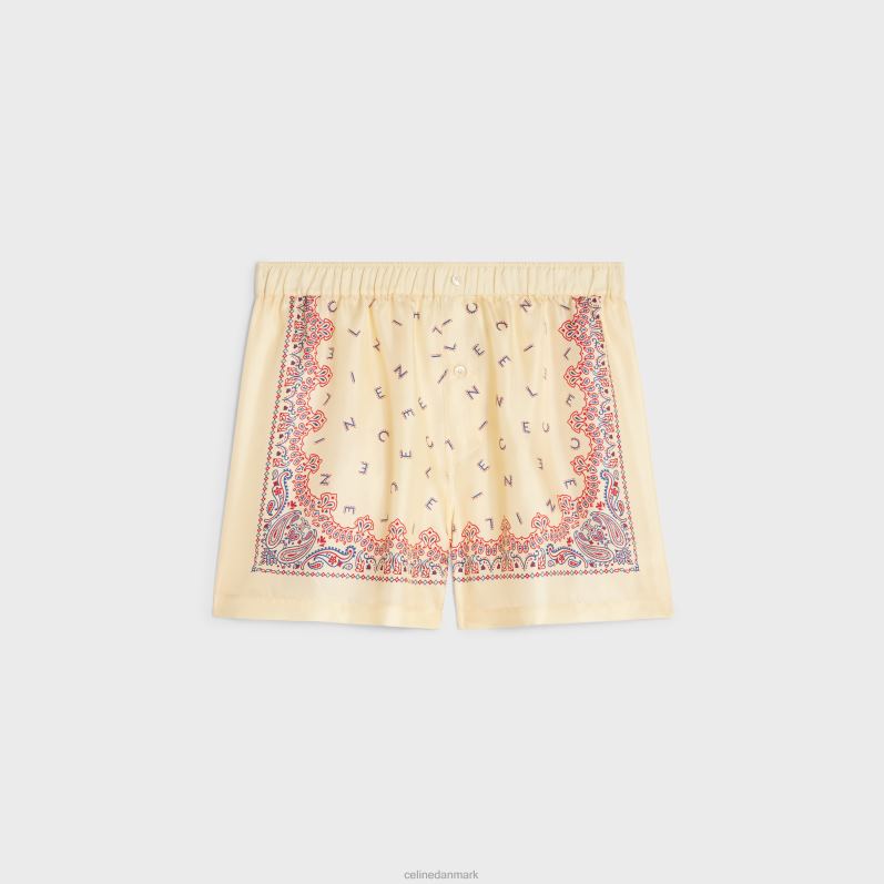 CELINE Kvinder flydende shorts i silke twill F44FV895 beklædning jaune/rouge/bleu