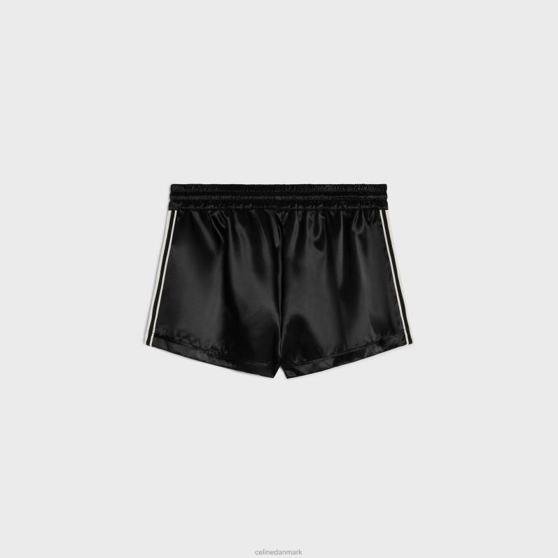 CELINE Kvinder mini træningsdragt shorts i satinfinish nylon F44FV592 beklædning sort