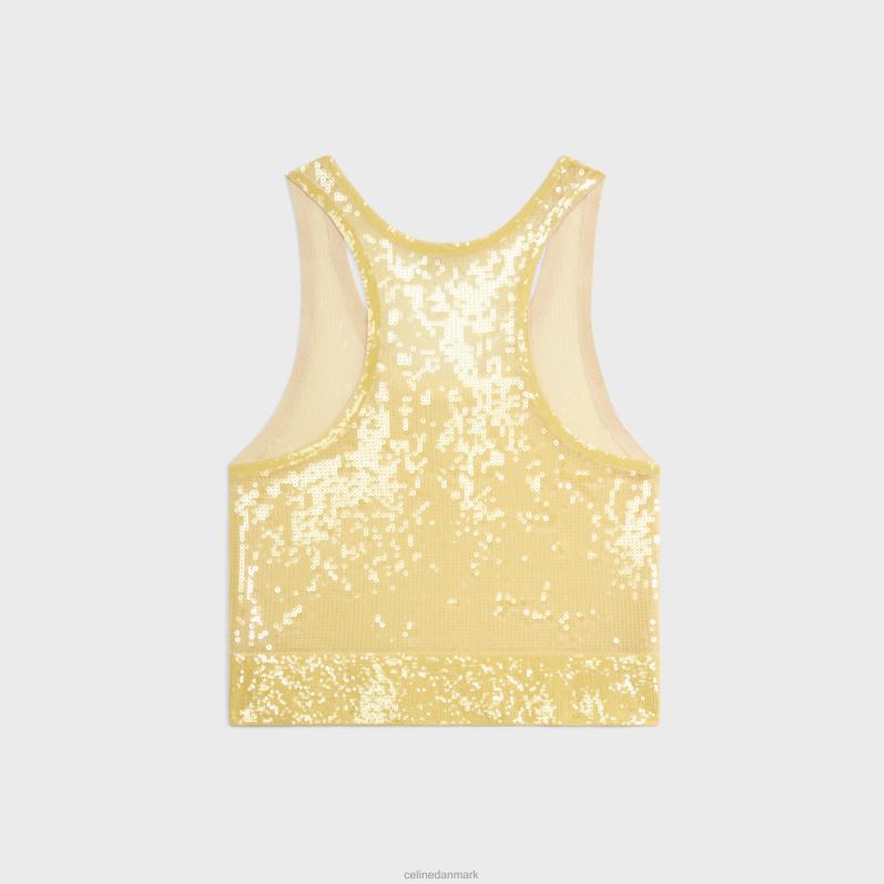 CELINE Kvinder broderet tanktop i silke F44FV847 beklædning lysegul
