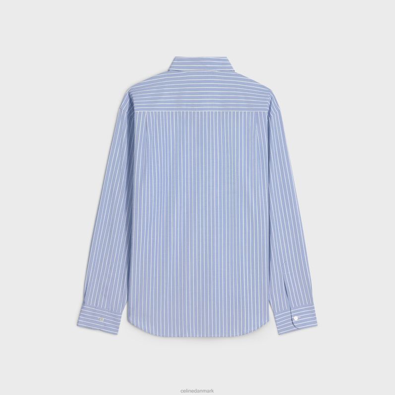 CELINE Kvinder cambridge skjorte i stribet chambray bomuld F44FV635 beklædning bleu/blanc