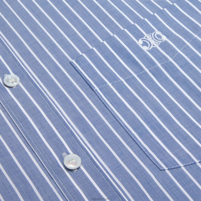 CELINE Kvinder cambridge skjorte i stribet chambray bomuld F44FV635 beklædning bleu/blanc