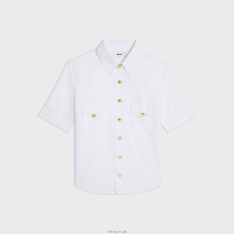 CELINE Kvinder chelsea skjorte i bomuldsbatiste F44FV844 beklædning hvid