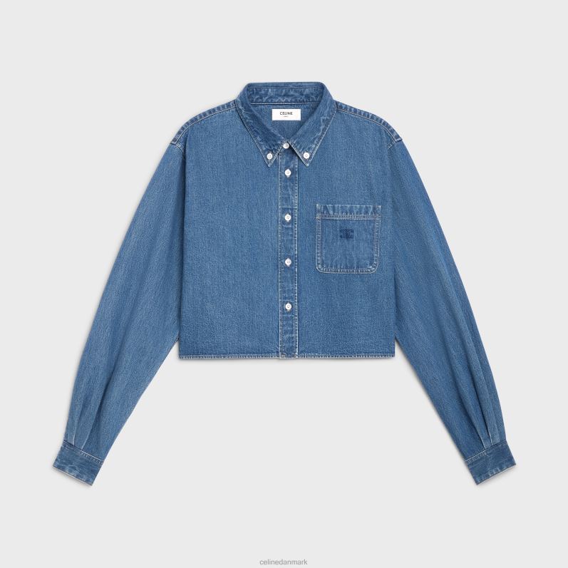 CELINE Kvinder cropped skjorte i denim F44FV834 beklædning union havvask