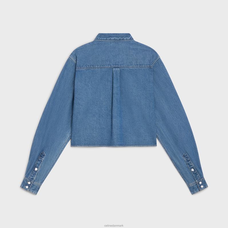 CELINE Kvinder cropped skjorte i denim F44FV834 beklædning union havvask