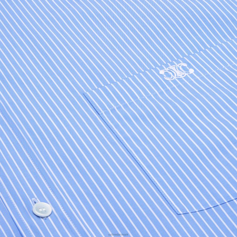 CELINE Kvinder cropped skjorte i stribet bomuldspoplin F44FV835 beklædning ciel/blanc