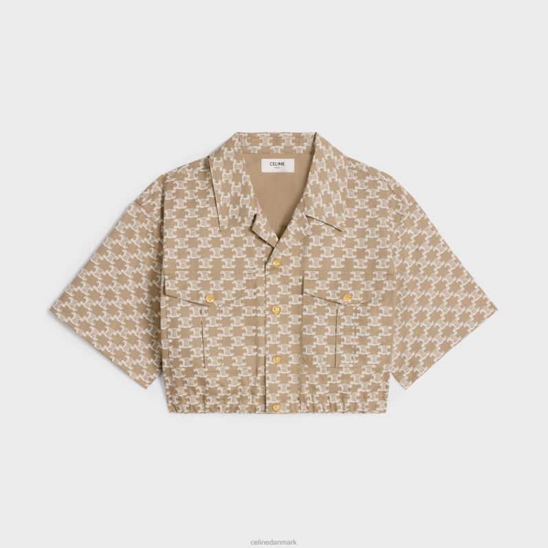 CELINE Kvinder cropped skjorte i teknisk bomuld F44FV639 beklædning off white/beige