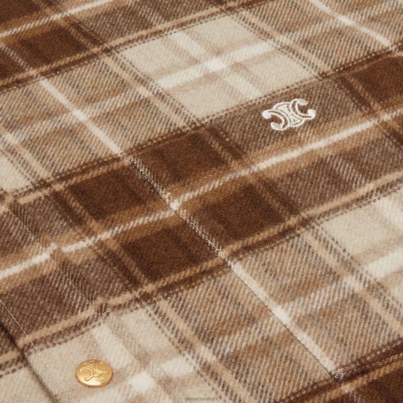 CELINE Kvinder cropped skjorte i ternet kashmir F44FV833 beklædning beige/kamel/brun