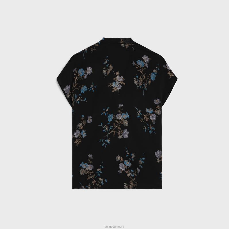 CELINE Kvinder lavalliere bluse i silke georgette F44FV841 beklædning noir/bleu