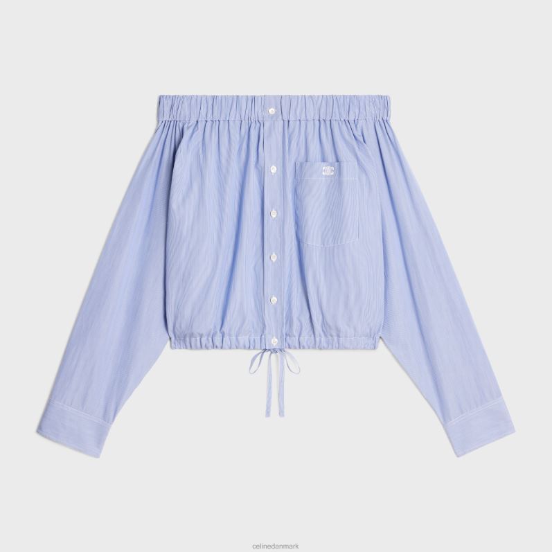 CELINE Kvinder off-the-shoulder skjorte i bomuldspoplin F44FV845 beklædning blanc/marin