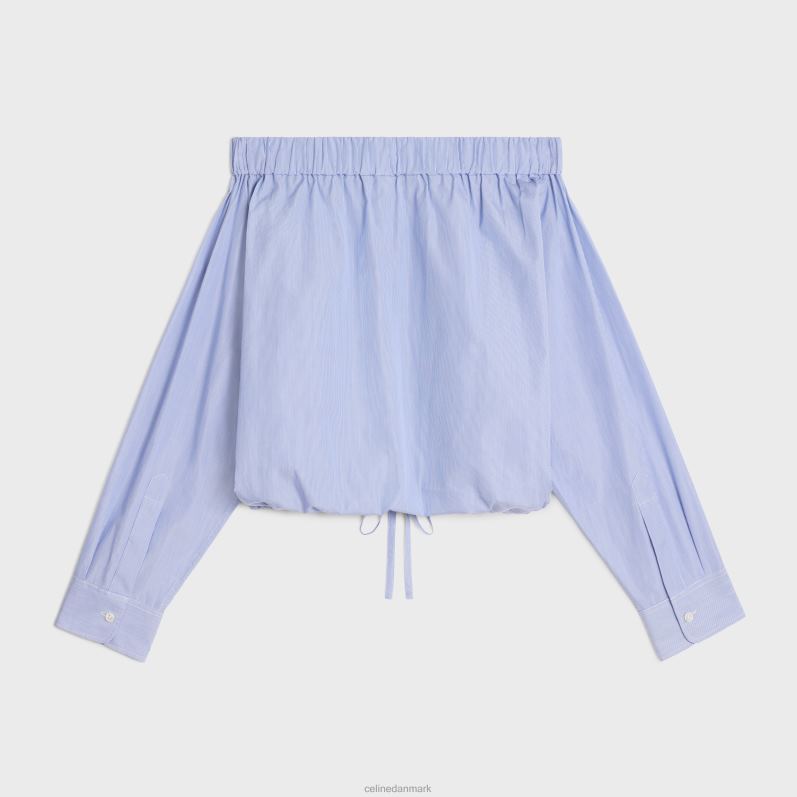 CELINE Kvinder off-the-shoulder skjorte i bomuldspoplin F44FV845 beklædning blanc/marin