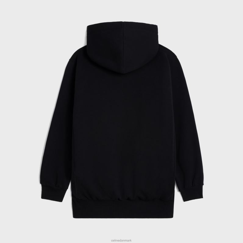 CELINE Kvinder oversized hættetrøje i bomuldsfleece F44FV669 beklædning sort/gul/hvid