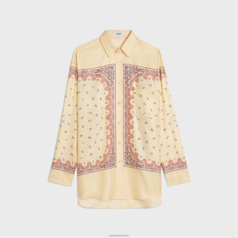 CELINE Kvinder oversized skjorte i silke twill F44FV831 beklædning jaune/rouge/bleu