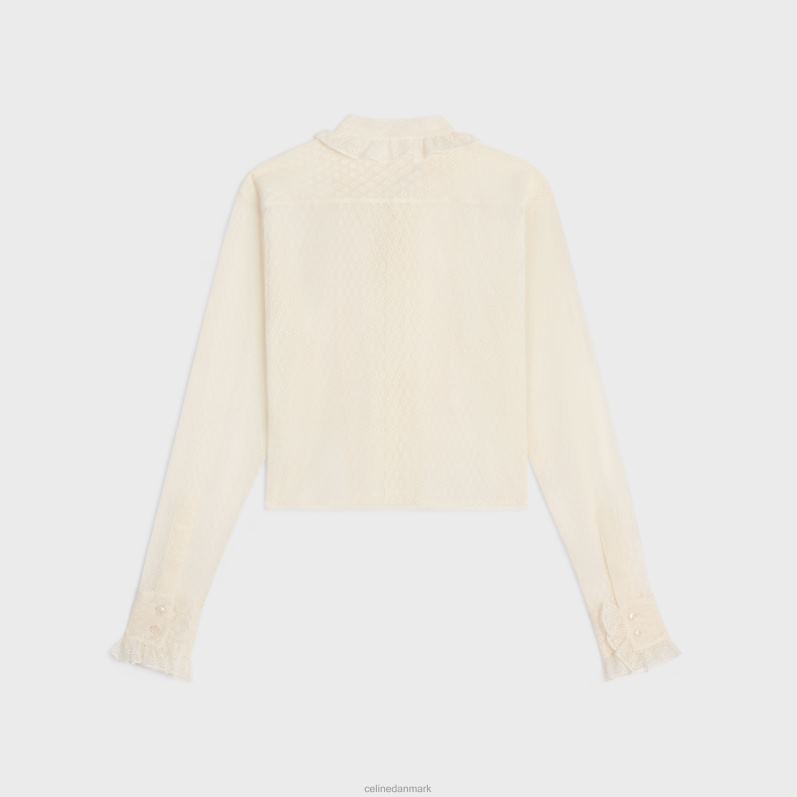 CELINE Kvinder romy cropped skjorte i blonder og bomuld F44FV579 beklædning creme