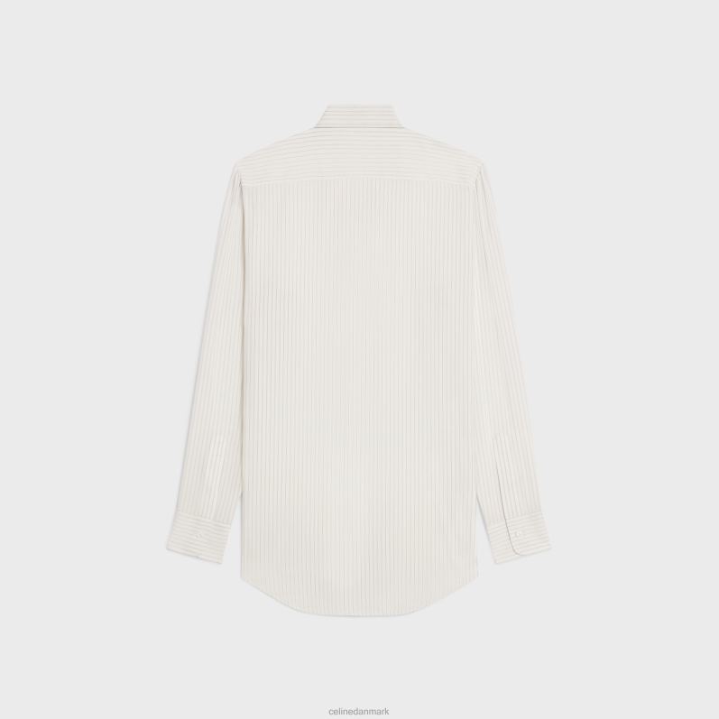 CELINE Kvinder romy lavalliere skjorte i stribet silke F44FV830 beklædning craie/gris clair