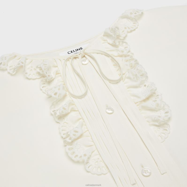 CELINE Kvinder romy skjorte i silke crepe & acetat F44FV828 beklædning elfenben