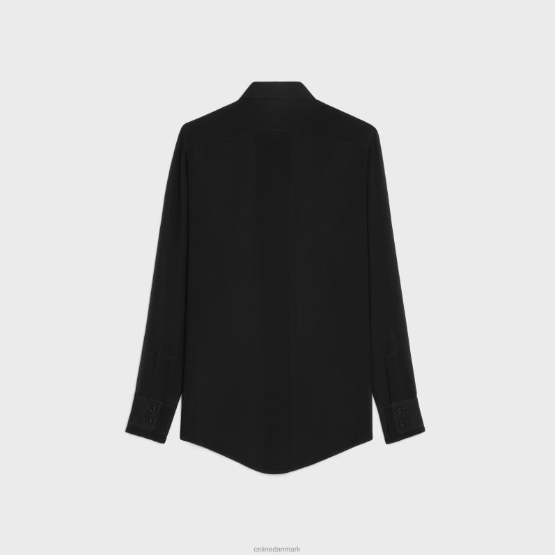 CELINE Kvinder romy skjorte i silke georgette F44FV636 beklædning sort