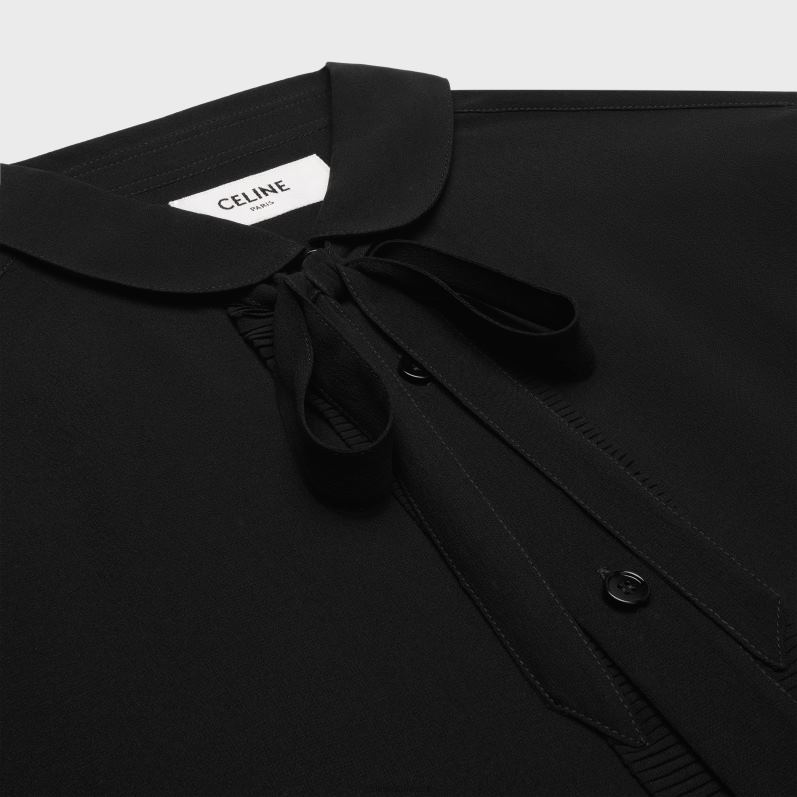 CELINE Kvinder romy skjorte i silke georgette F44FV636 beklædning sort