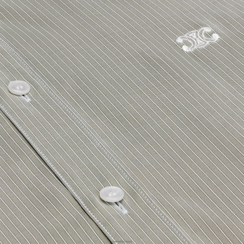 CELINE Kvinder romy skjorte i stribet silke F44FV836 beklædning gris clair/craie/antracit