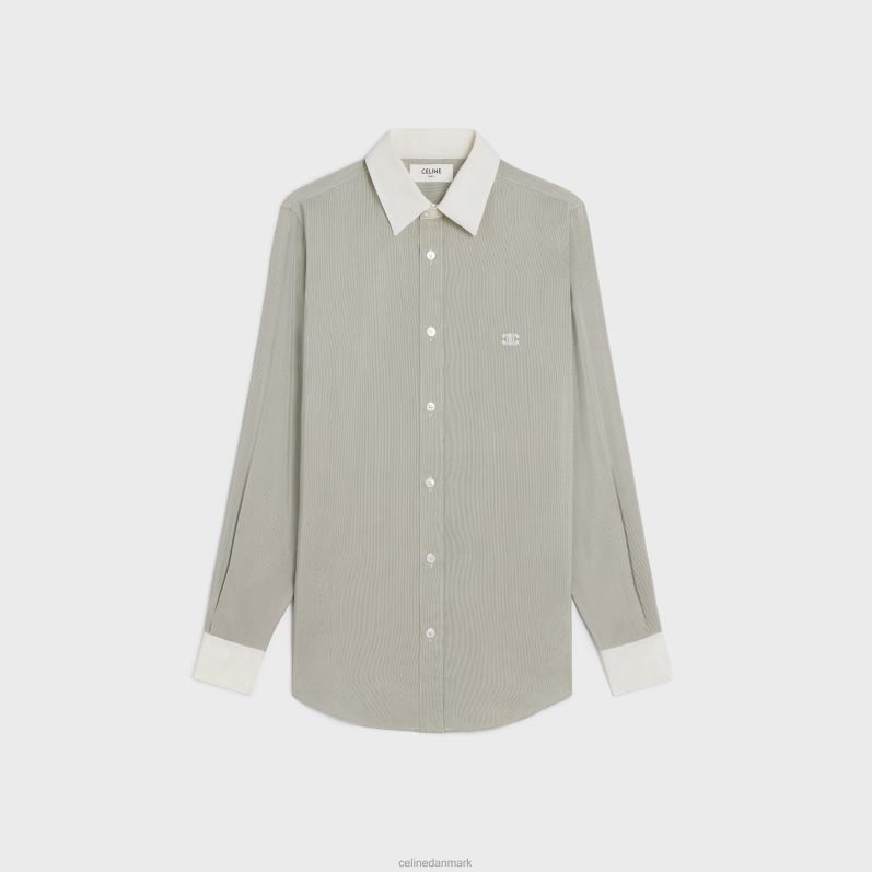 CELINE Kvinder romy skjorte i stribet silke F44FV837 beklædning craie/noir