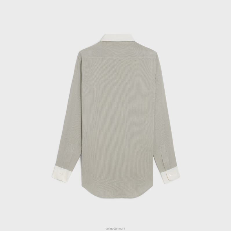 CELINE Kvinder romy skjorte i stribet silke F44FV837 beklædning craie/noir