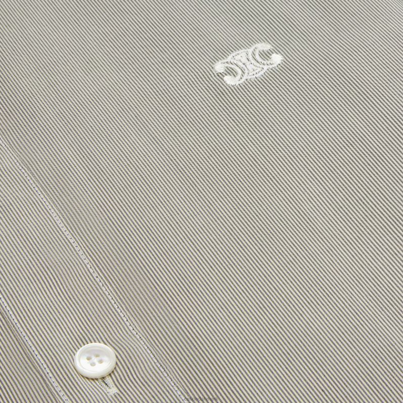 CELINE Kvinder romy skjorte i stribet silke F44FV837 beklædning craie/noir