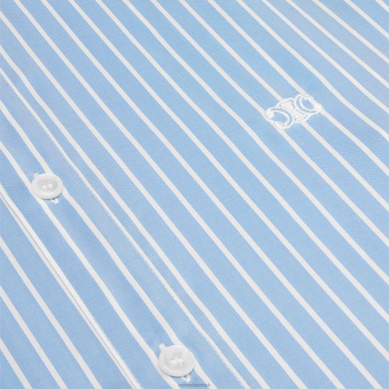 CELINE Kvinder romy skjorte i stribet silke F44FV838 beklædning bleu/craie
