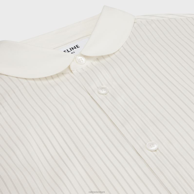 CELINE Kvinder romy skjorte i stribet silke F44FV839 beklædning craie/gris clair