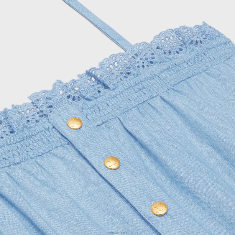 CELINE Kvinder smocket legedragt i vasket chambray F44FV890 beklædning marineblå/denimblå