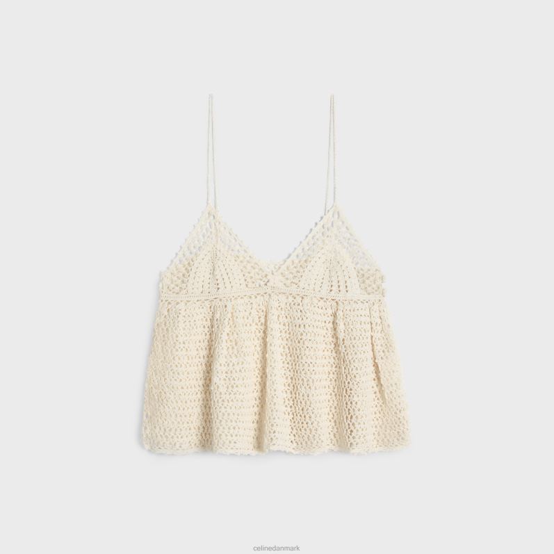 CELINE Kvinder top med tynde stropper i hæklet bomuld F44FV642 beklædning off white